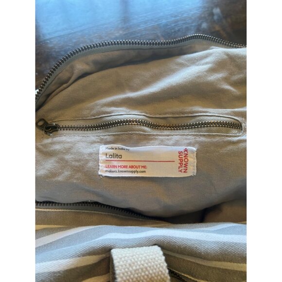 Know Supply Blue Striped Cotton Canvas Weekender Duffle Bag - Picture 7 of 10